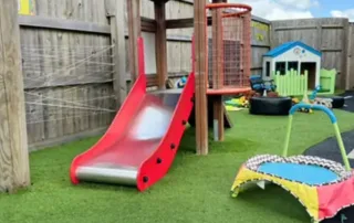 Slides and climbing equipment in our nursery garden