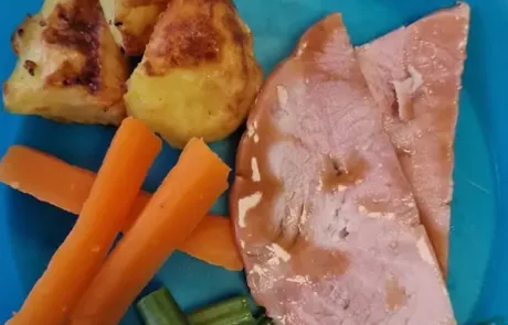 Ham and roast vegetables
