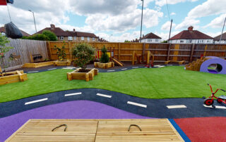 Outdoor garden area and bike surface