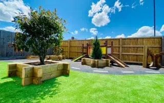 Outdoor play areas at our preschool and nursery in Aylesbury Outdoor play areas at our preschool and nursery in Aylesbury